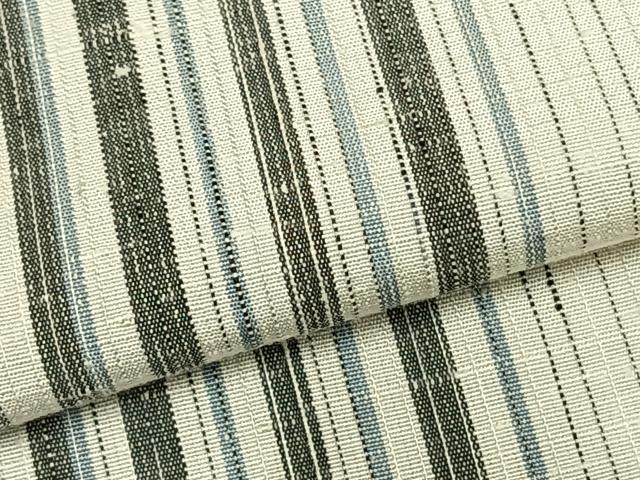 平和屋着物▽上質な紬 単衣 縞 正絹 逸品 AABC0248fy