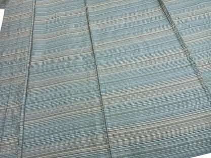 平和屋着物▽本場大島紬 単衣 横縞 正絹 逸品 AABC0250fy