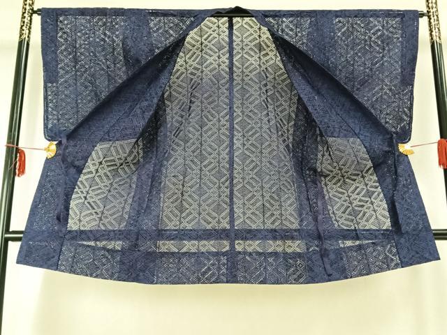 平和屋着物▽道中着 スリーシーズン 春夏秋 塵除け 菱文 ロング丈 正絹 逸品 AABC0254fy