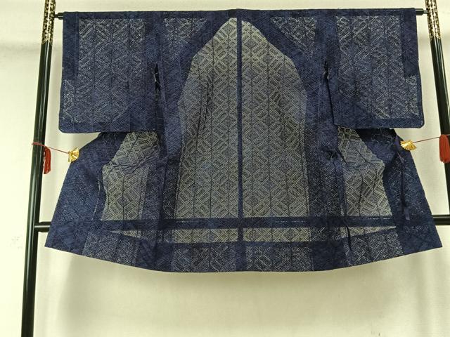 平和屋着物▽道中着 スリーシーズン 春夏秋 塵除け 菱文 ロング丈 正絹 逸品 AABC0254fy