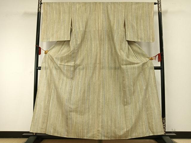 平和屋着物▽上質な小紋 単衣 縞 正絹 逸品 AABC0255fy