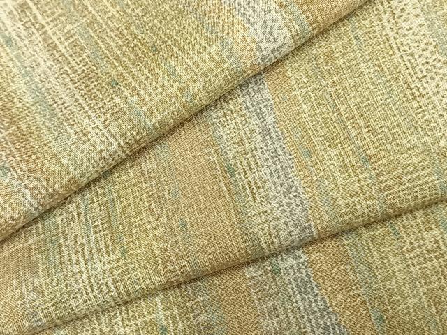 平和屋着物▽上質な小紋 単衣 縞 正絹 逸品 AABC0255fy