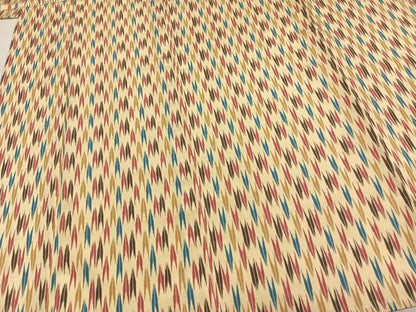 平和屋着物▽お召 単衣 矢羽文 正絹 逸品 AABC0257fy