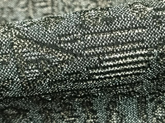 平和屋着物▽お召 単衣 幾何学文様 正絹 逸品 AABC0258fy