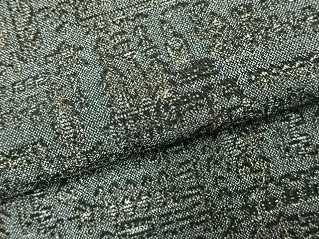 平和屋着物▽お召 単衣 幾何学文様 正絹 逸品 AABC0258fy