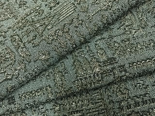 平和屋着物▽お召 単衣 幾何学文様 正絹 逸品 AABC0258fy