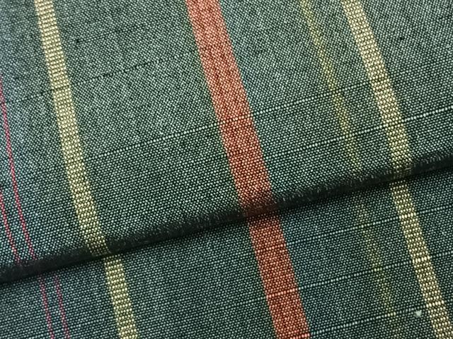 平和屋着物▽上質な紬 単衣 縞 正絹 逸品 AABC0259fy