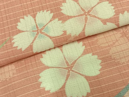 平和屋着物▽小紋 単衣 舞花文 洗える着物 AABC0260fy