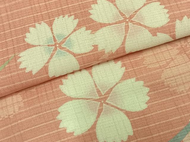 平和屋着物▽小紋 単衣 舞花文 洗える着物 AABC0260fy
