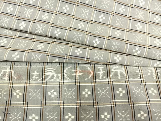 平和屋着物▽本場琉球絣 単衣 反端付き 正絹 逸品 AABC0261fy