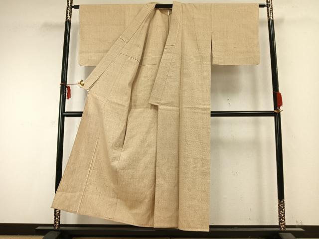 平和屋着物▽上質な紬 単衣 60亀甲 総詰め 正絹 逸品 AABC0264fy