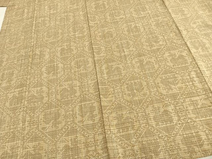 平和屋着物▽古代紬　単衣　草木染　有栖川文様　反端付き　正絹　逸品　AABC0265fy