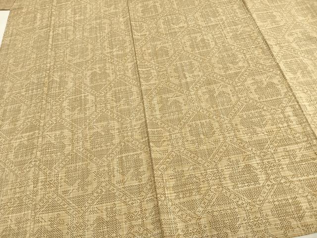 平和屋着物▽古代紬　単衣　草木染　有栖川文様　反端付き　正絹　逸品　AABC0265fy