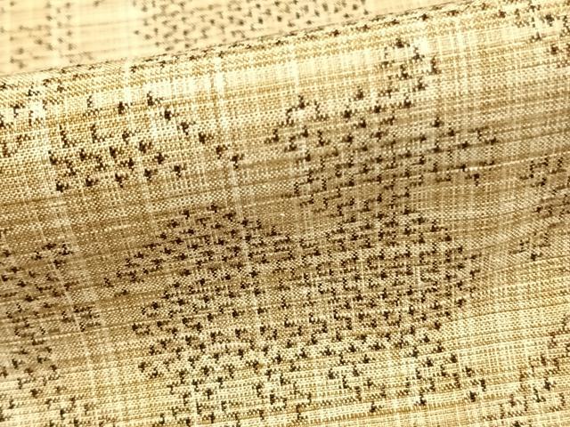 平和屋着物▽古代紬　単衣　草木染　有栖川文様　反端付き　正絹　逸品　AABC0265fy