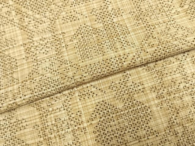平和屋着物▽古代紬　単衣　草木染　有栖川文様　反端付き　正絹　逸品　AABC0265fy