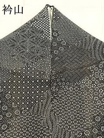 平和屋着物▽江戸小紋 単衣 切嵌花文 正絹 逸品 AABC0266fy