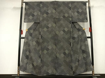 平和屋着物▽江戸小紋 単衣 切嵌花文 正絹 逸品 AABC0266fy