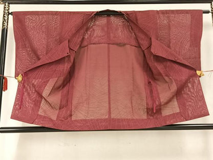 平和屋着物▽道行コート スリーシーズン 春夏秋 塵除け 斜縞 正絹 逸品 AABC0268fy