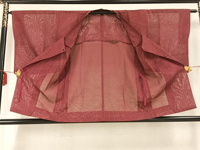 平和屋着物▽道行コート スリーシーズン 春夏秋 塵除け 斜縞 正絹 逸品 AABC0268fy