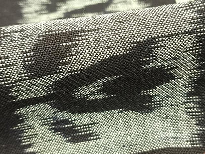 平和屋着物●久留米絣　単衣　市松文様　黒地　綿　逸品　AABC0269fy