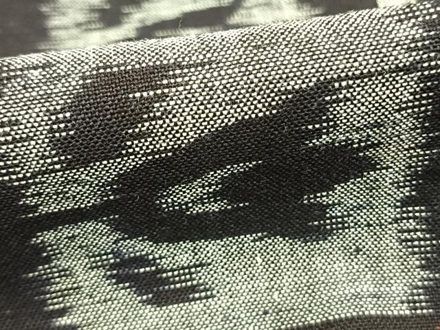 平和屋着物●久留米絣　単衣　市松文様　黒地　綿　逸品　AABC0269fy