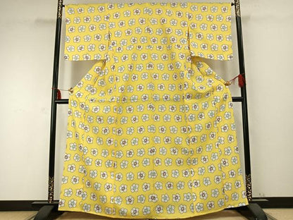 平和屋着物▽小紋 単衣 花尽くし 洗える着物 AABC0270fy