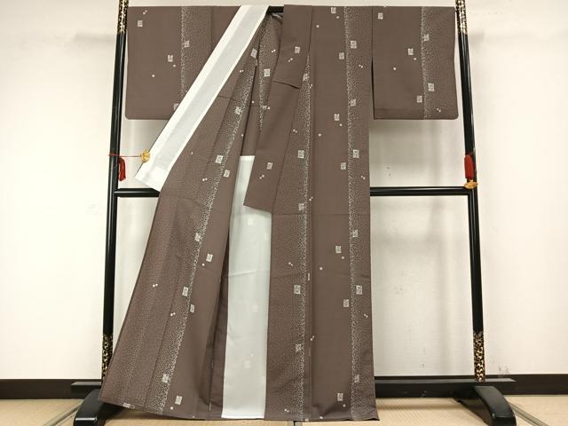 平和屋着物▽小紋 単衣 色紙風景文 洗える着物 AABC0274fy