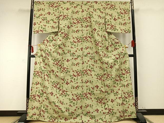 平和屋着物▽小紋 単衣 南天文 洗える着物 AABC0278fy