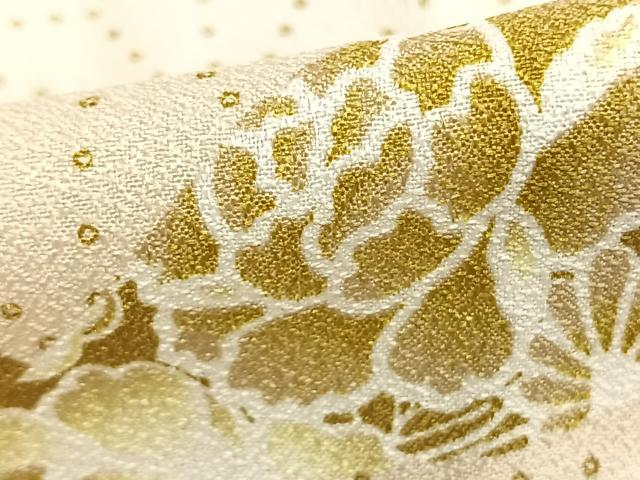平和屋着物▽小紋 単衣 切嵌花文 麻の葉文様 洗える着物 AABC0283fy