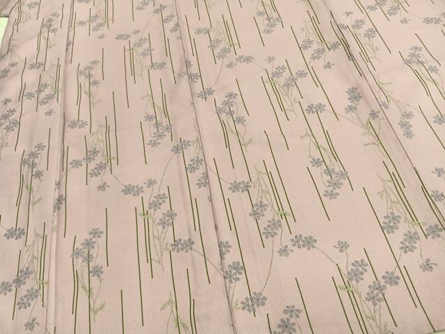 平和屋着物▽小紋　単衣　草花文　洗える着物　AABC0284fy