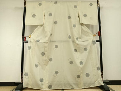 平和屋着物▽小紋 単衣 雪輪文 洗える着物 AABC0285fy
