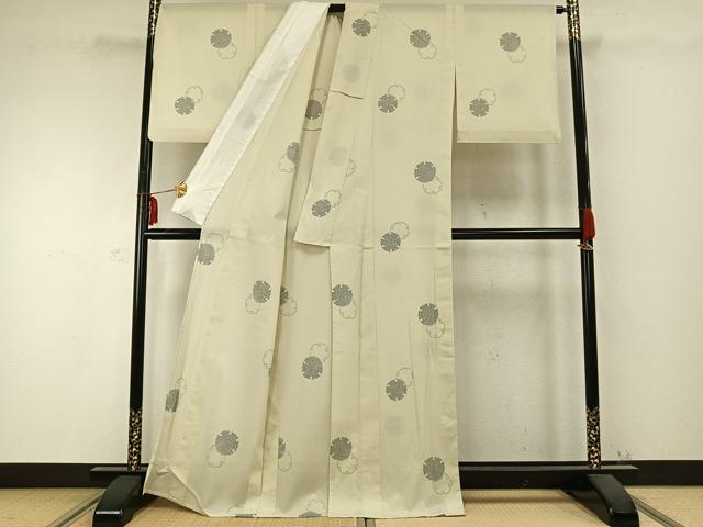 平和屋着物▽小紋 単衣 雪輪文 洗える着物 AABC0285fy