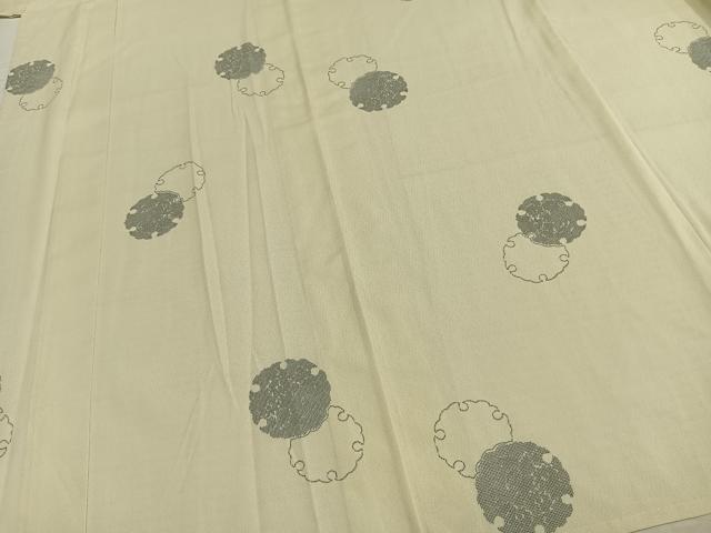 平和屋着物▽小紋 単衣 雪輪文 洗える着物 AABC0285fy