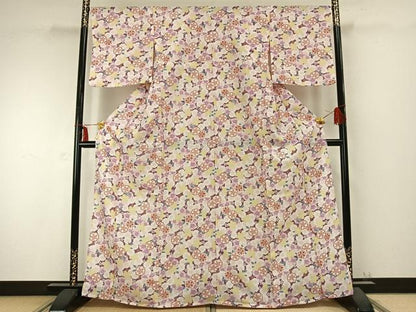 平和屋着物▽Rumi K ルミキクチ　小紋　単衣　花尽くし　洗える着物　AABC0287fy