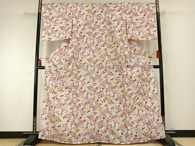 平和屋着物▽Rumi K ルミキクチ　小紋　単衣　花尽くし　洗える着物　AABC0287fy
