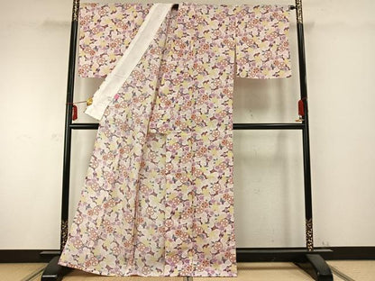 平和屋着物▽Rumi K ルミキクチ　小紋　単衣　花尽くし　洗える着物　AABC0287fy