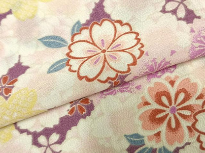 平和屋着物▽Rumi K ルミキクチ　小紋　単衣　花尽くし　洗える着物　AABC0287fy