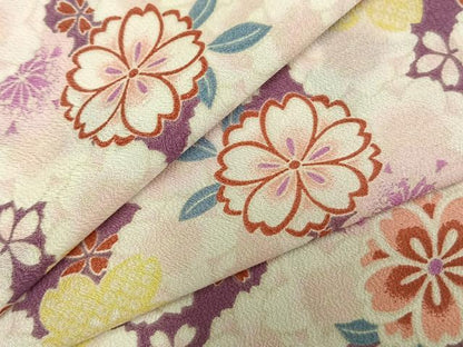 平和屋着物▽Rumi K ルミキクチ　小紋　単衣　花尽くし　洗える着物　AABC0287fy