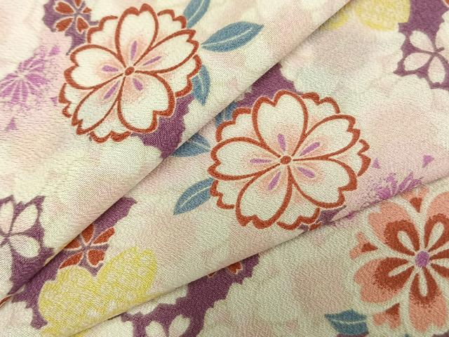 平和屋着物▽Rumi K ルミキクチ　小紋　単衣　花尽くし　洗える着物　AABC0287fy