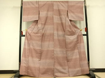 平和屋着物▽小紋 単衣 花織 露芝文 洗える着物 AABC0292fy
