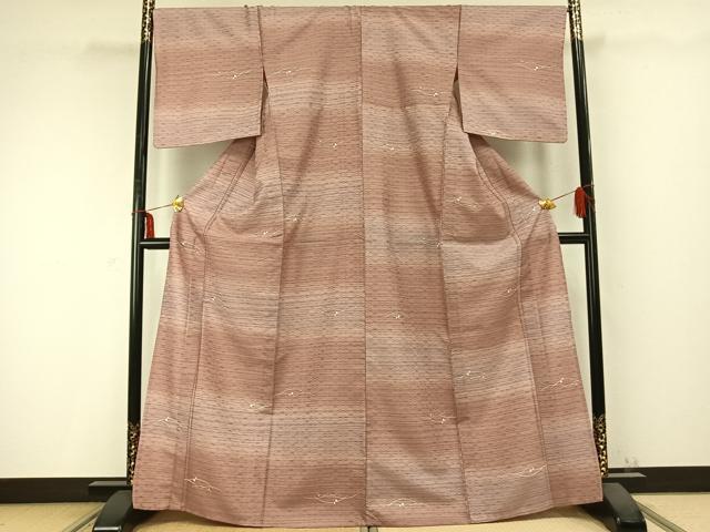 平和屋着物▽小紋 単衣 花織 露芝文 洗える着物 AABC0292fy