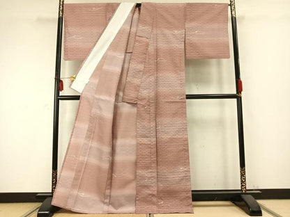 平和屋着物▽小紋 単衣 花織 露芝文 洗える着物 AABC0292fy