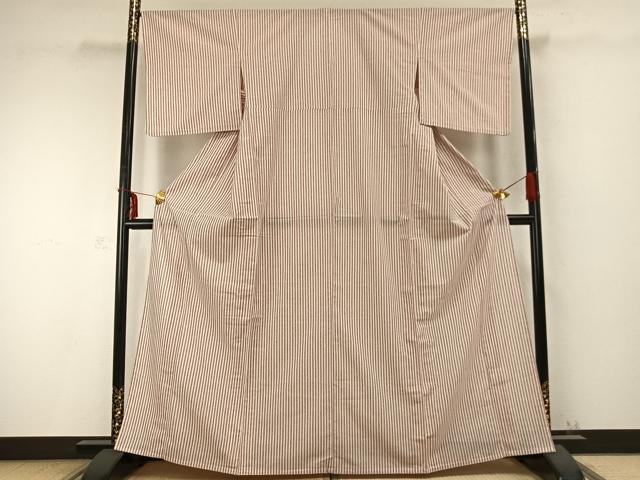 平和屋着物▽小紋 単衣 縞 洗える着物 AABC0294fy