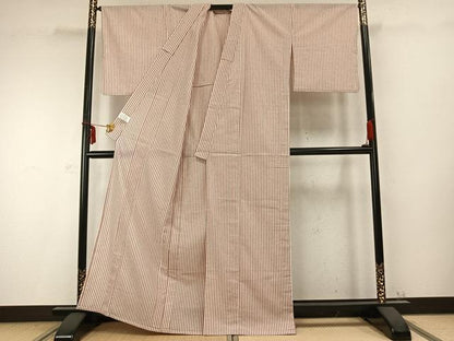 平和屋着物▽小紋 単衣 縞 洗える着物 AABC0294fy