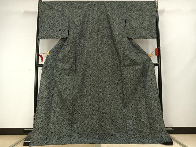 平和屋着物▽江戸小紋 単衣 器物文 黒地 ロング丈 洗える着物 AABC0296fy