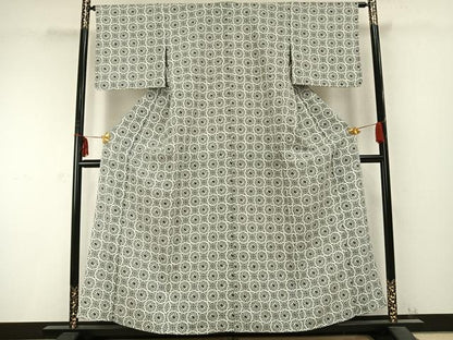 平和屋着物▽小紋 単衣 花鳥文 洗える着物 未使用 AABC0299fy