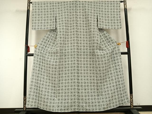 平和屋着物▽小紋 単衣 花鳥文 洗える着物 未使用 AABC0299fy