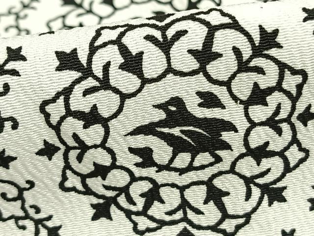 平和屋着物▽小紋 単衣 花鳥文 洗える着物 未使用 AABC0299fy