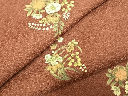 平和屋着物▽小紋 単衣 草花文 洗える着物 未使用 AABC0301fy