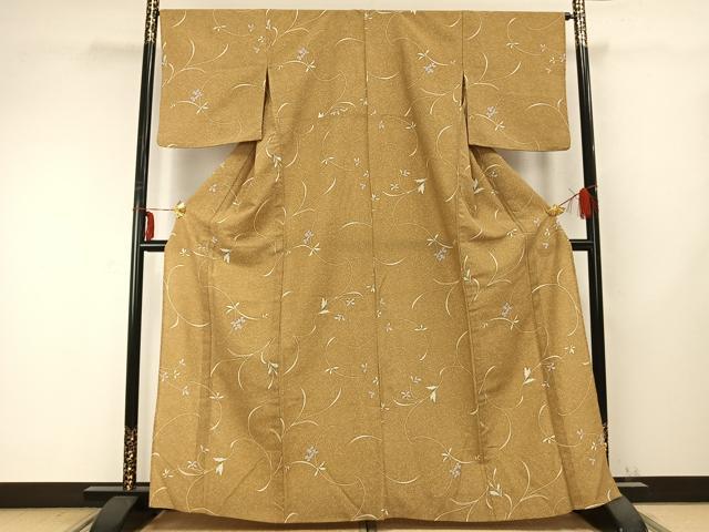 平和屋着物▽小紋　単衣　草花文　洗える着物　AABC0302fy